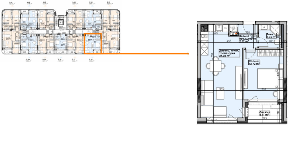 Двустаен апартамент –  сграда ENSO – ап. В36 !
