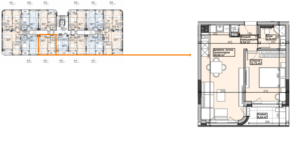 Двустаен апартамент –  сграда ENSO – ап. В39 !
