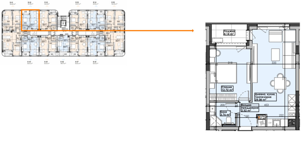 Двустаен апартамент –  сграда ENSO – ап. В42 !