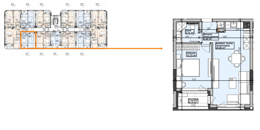 Двустаен апартамент –  сграда ENSO – ап. В51 !